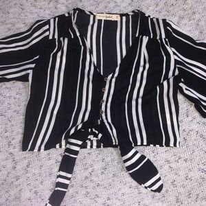 Women’s Striped button up crop top